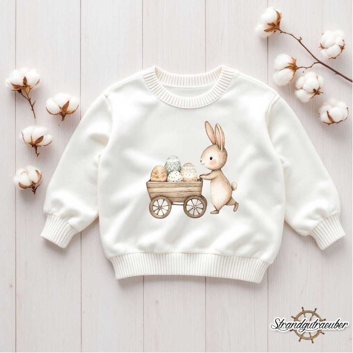 Buegelbild Osterhase mit Wagen Buegelbild Osterhase mit Wagen
